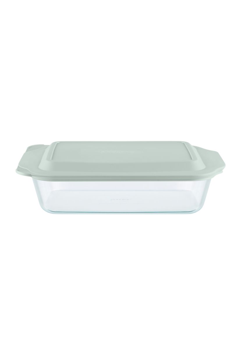 Deep Rectangle Glass Baking Dish with Sage Green Lid