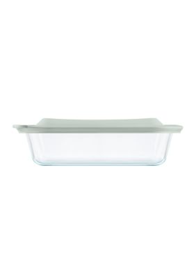 Deep 9 x 13 Rectangular Glass Baking Dish with Sage Green Lid