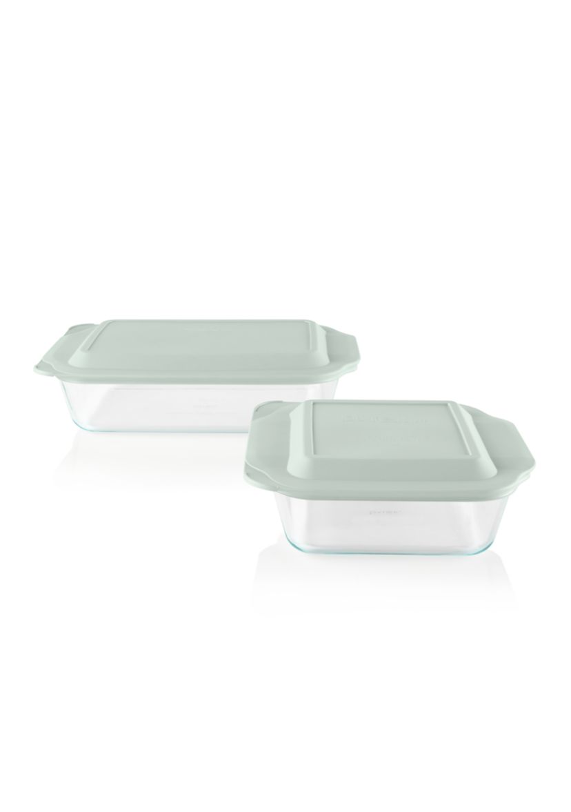 4-Piece Deep Glass Baking Dish with Plastic Lids Set 