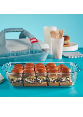 Deep Portable 4 Piece Glass Baking Dish Set with Green Sage Lid