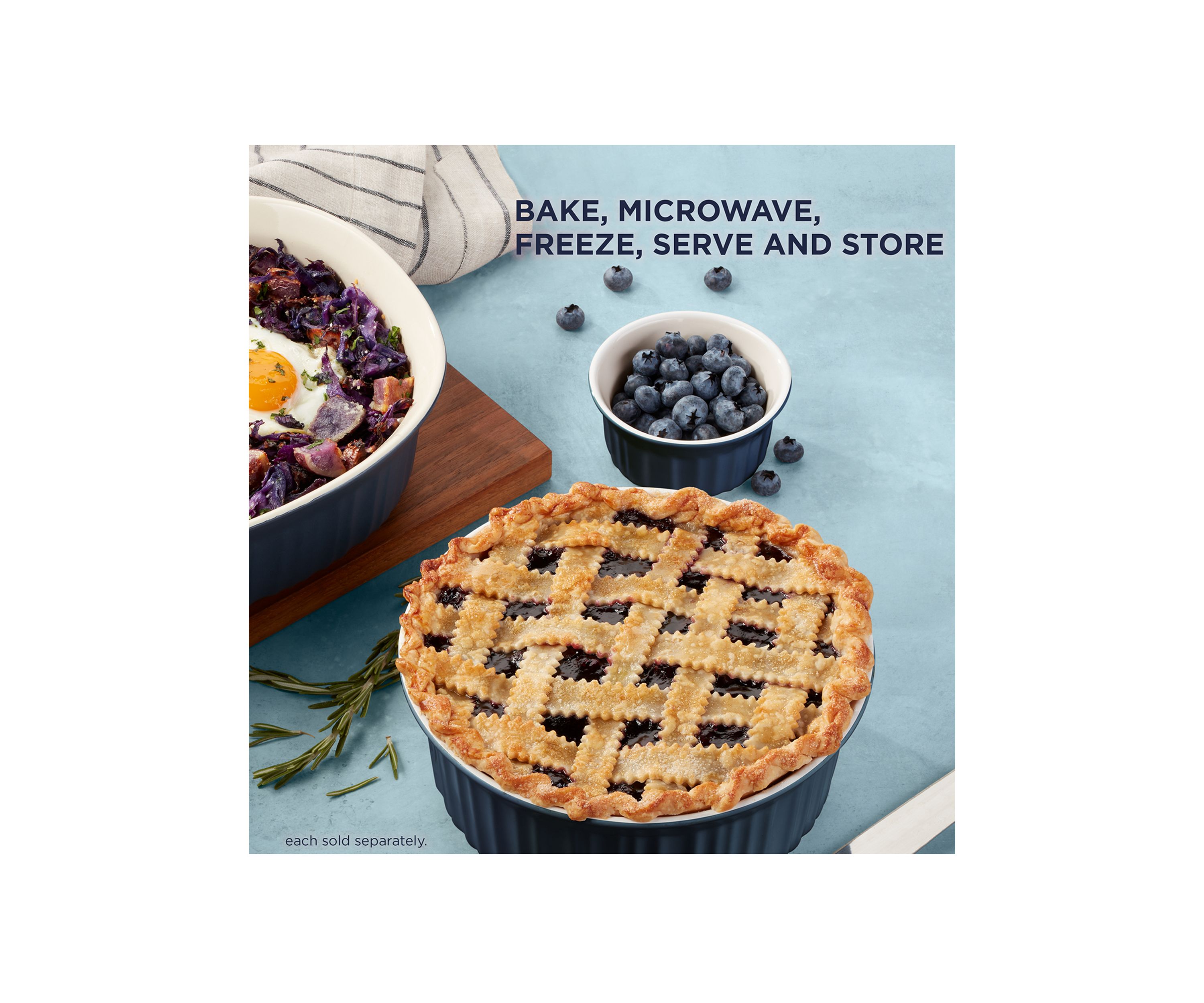 French Colors 1.5 Quart Navy Round Baking Dish