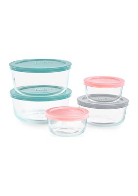 Pyrex 10-Piece Glass Storage Set With Assorted Color Lids -  0071160152205