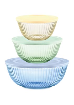 Pyrex 6-Piece Sculpted Mixing Bowl Set with Assorted Lids