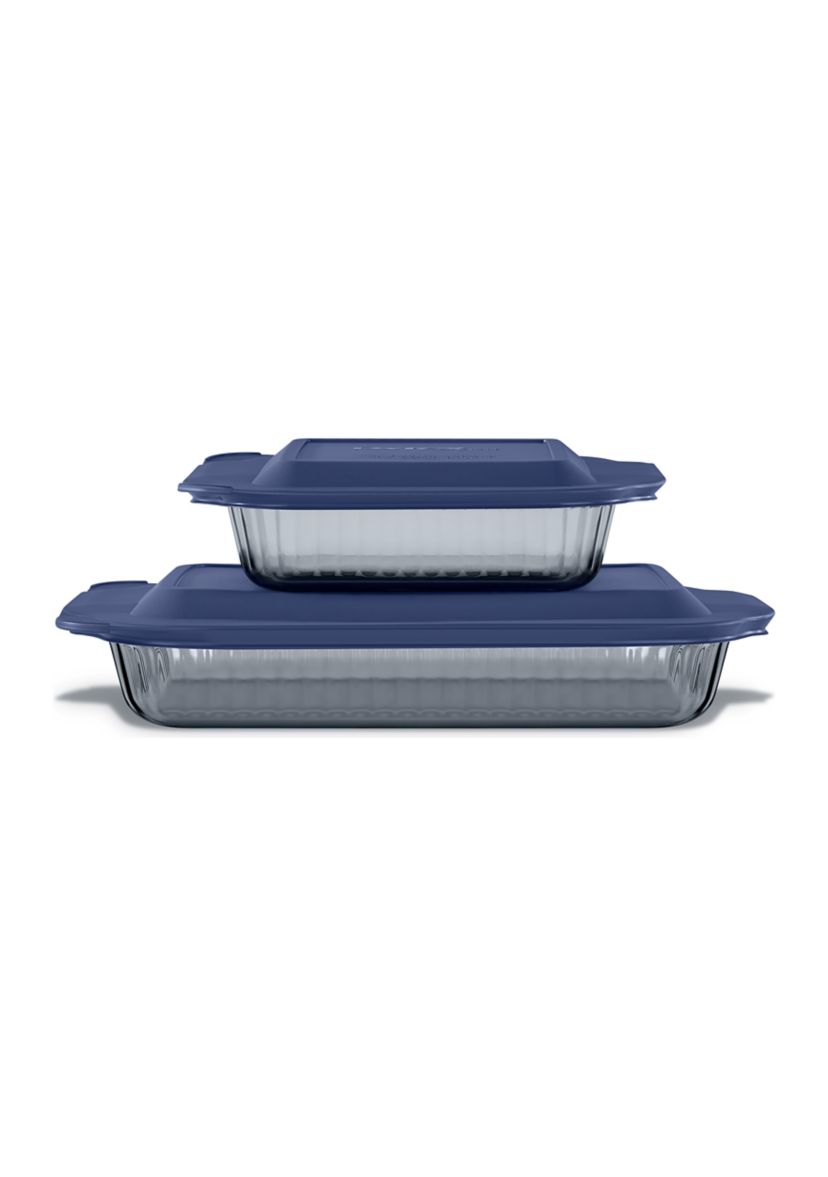 4-Piece Baking Dish Set with Plastic Lids