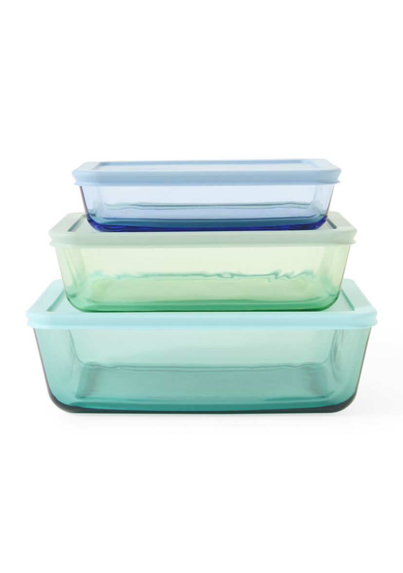 6-Piece Rectangle Multi Color Lidded Food Storage Set