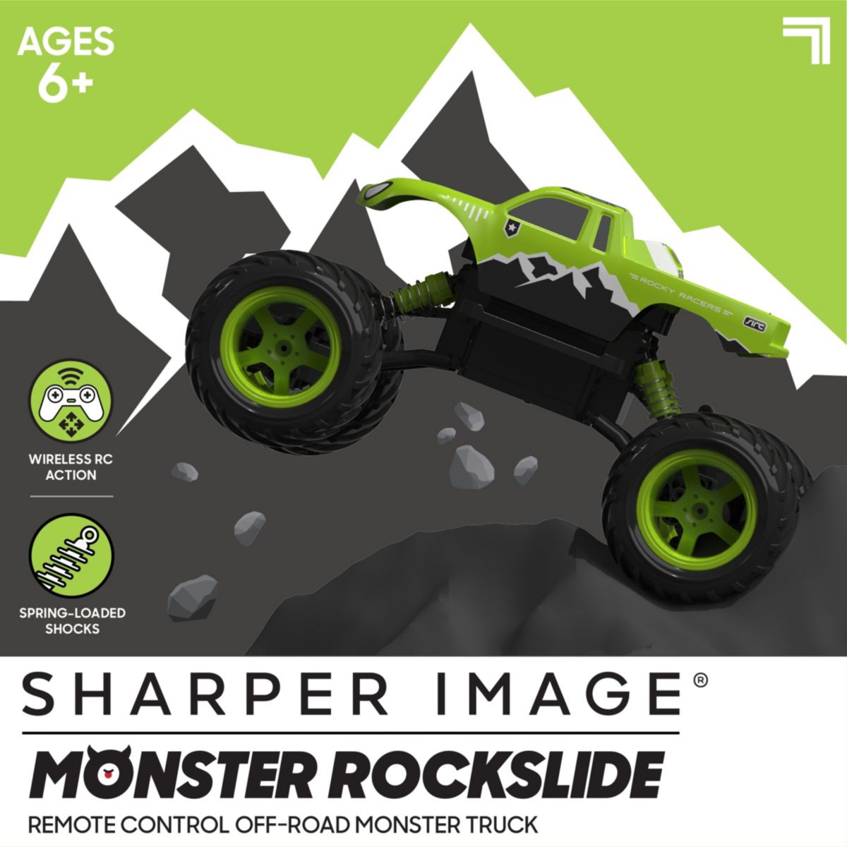 Sharper Image® Monster Rockslide Remote Control Off-Road Truck, 2pcs - Lime Green White Black