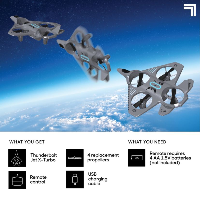 Sharper Image® X-Treme Jet X-2 High-Performance Remote Control Drone, 7pcs - Grey