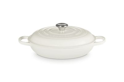 Le Creuset Signature Round Braiser, 3.5 Quart, White, 11 x 14