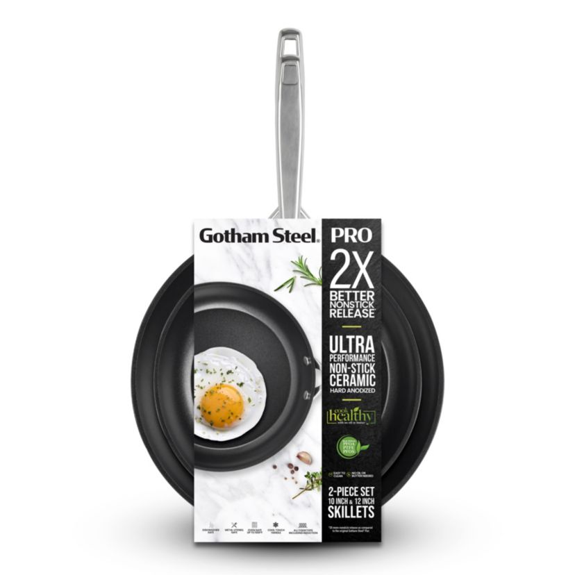 Gotham Steel Pro 2x Hard Anodized Ultra Ceramic 10 in & 12 in Frying Pan Set