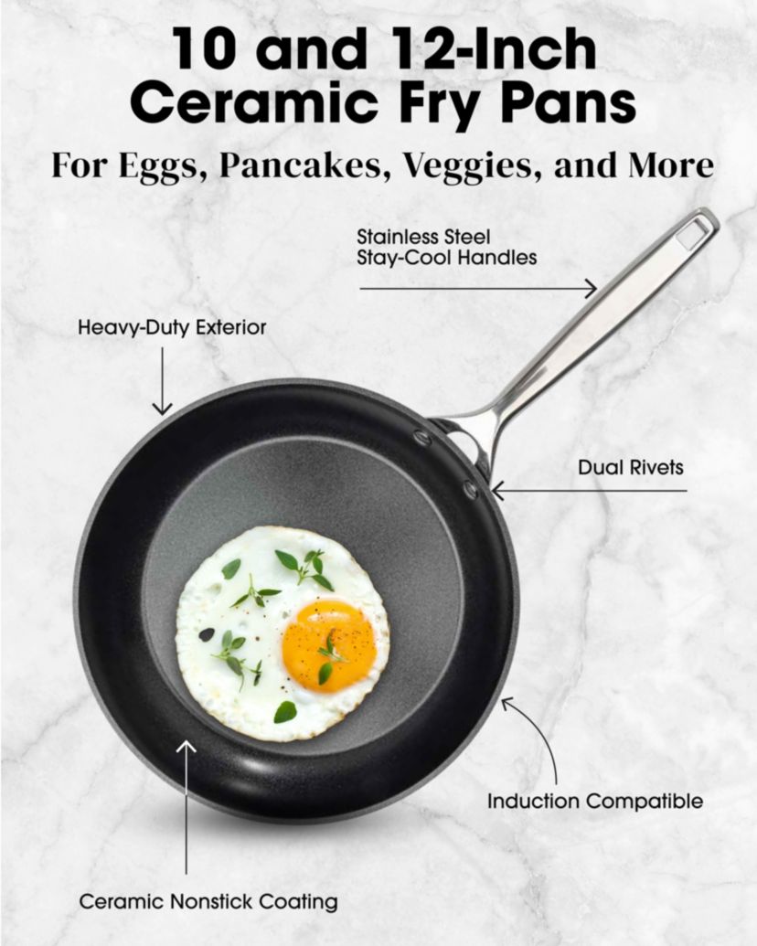 Gotham Steel Pro 2x Hard Anodized Ultra Ceramic 10 in & 12 in Frying Pan Set