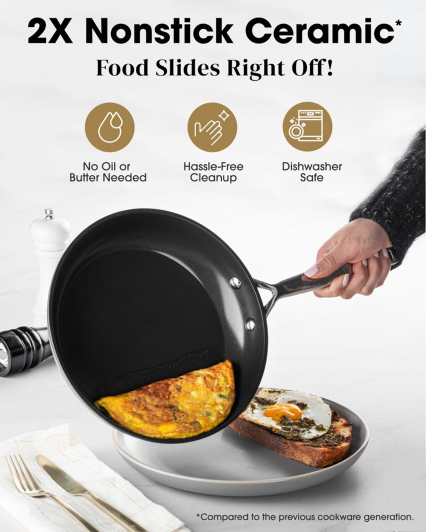 Gotham Steel Pro 2x Hard Anodized Ultra Ceramic 10 in & 12 in Frying Pan Set