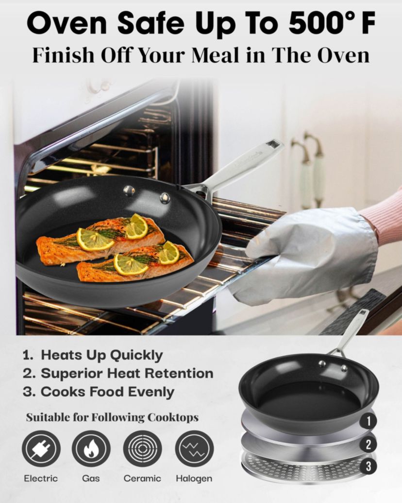 Gotham Steel Pro 2x Hard Anodized Ultra Ceramic 10 in & 12 in Frying Pan Set