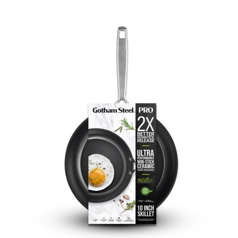 Gotham Steel Pro 2x Hard Anodized Ultra Ceramic 10 in Frying Pan in Black