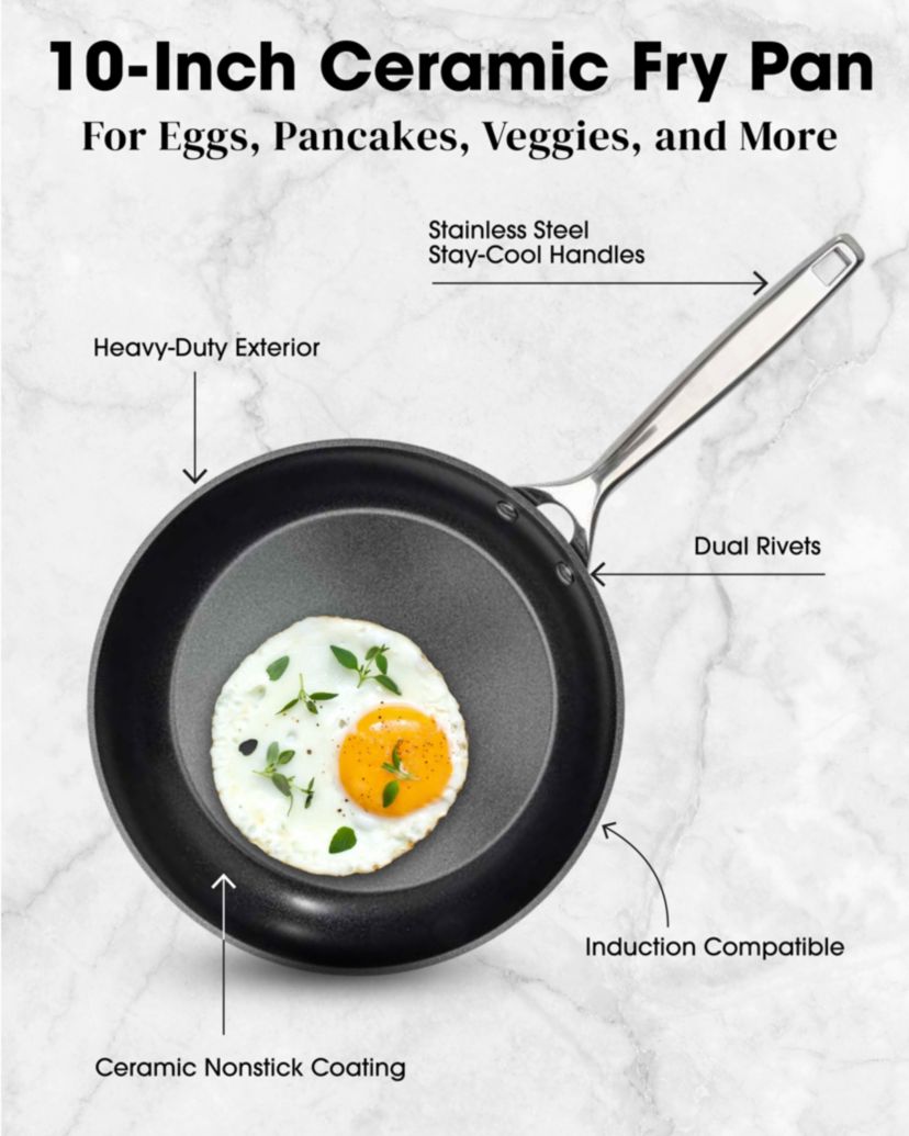 Gotham Steel Pro 2x Hard Anodized Ultra Ceramic 10 in Frying Pan in Black