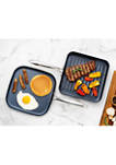 Professional 2 Piece Aluminum Hard Anodized Diamond and Mineral Coating Ultimate Nonstick Premium Grill and Griddle Pans