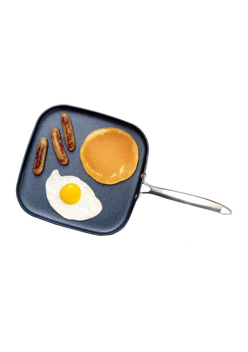 Professional 2 Piece Aluminum Hard Anodized Diamond and Mineral Coating Ultimate Nonstick Premium Grill and Griddle Pans
