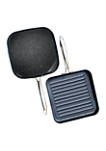 Professional 2 Piece Aluminum Hard Anodized Diamond and Mineral Coating Ultimate Nonstick Premium Grill and Griddle Pans