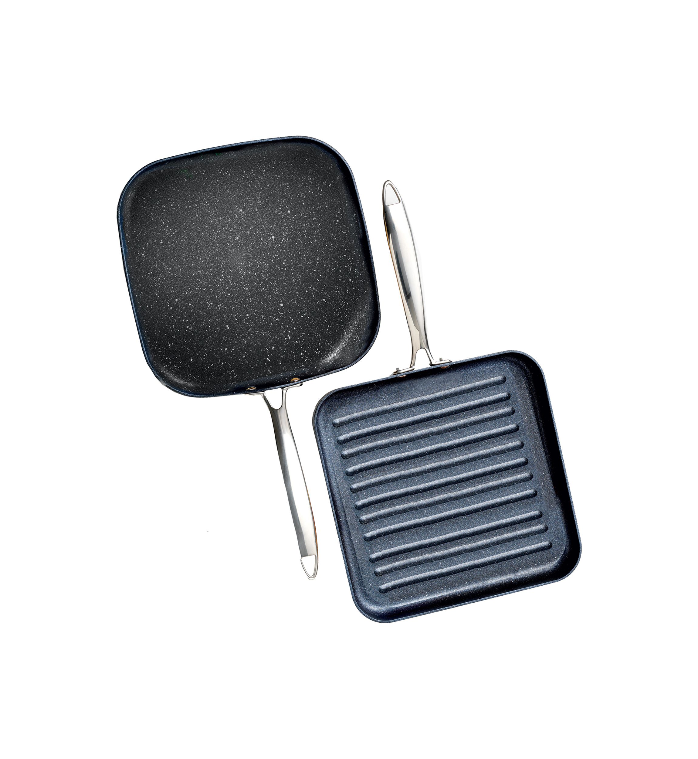 Professional 2 Piece Aluminum Hard Anodized Diamond and Mineral Coating Ultimate Nonstick Premium Grill and Griddle Pans