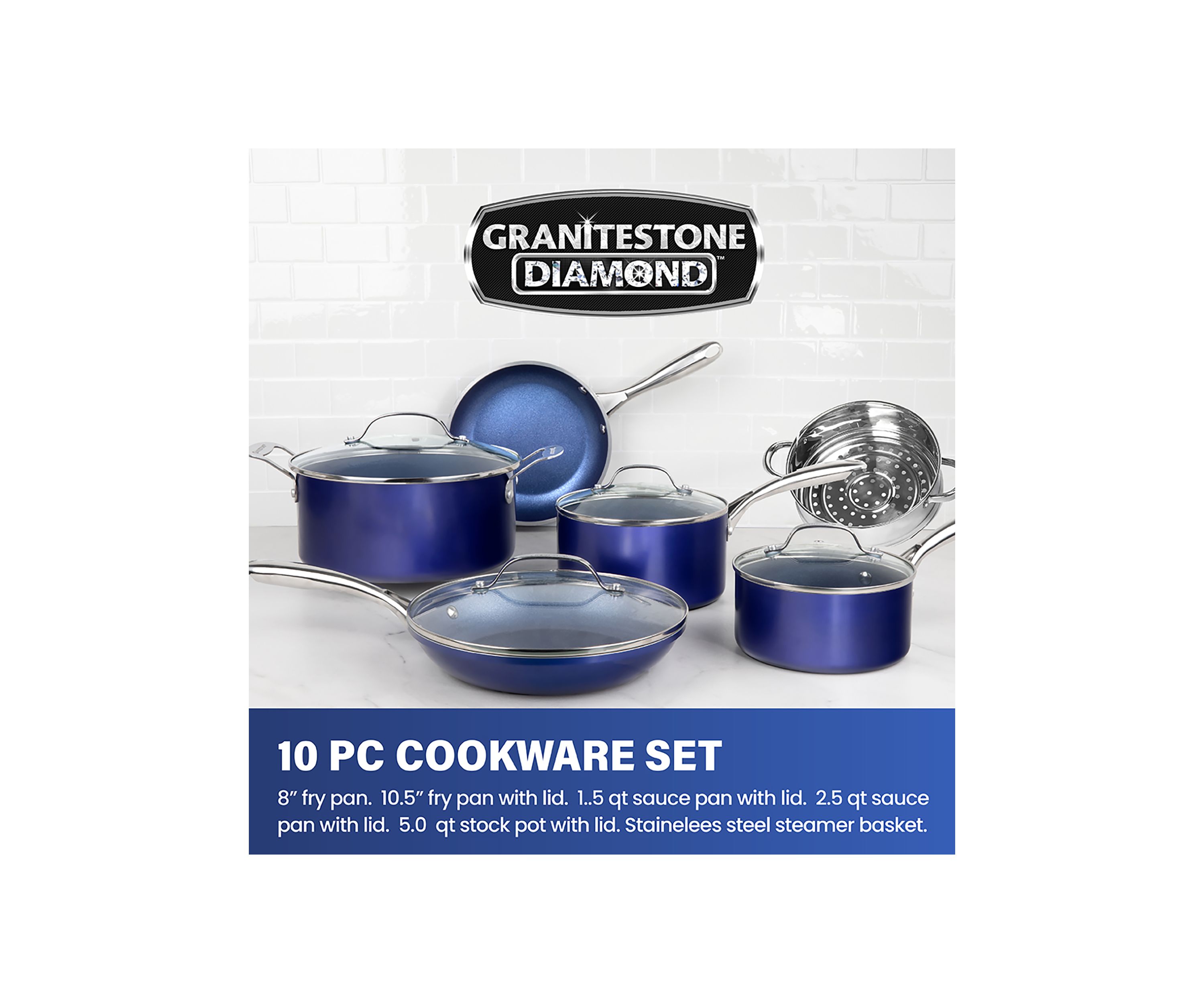 10 Piece Ultra-Durable Mineral and Diamond Infused Cookware Set