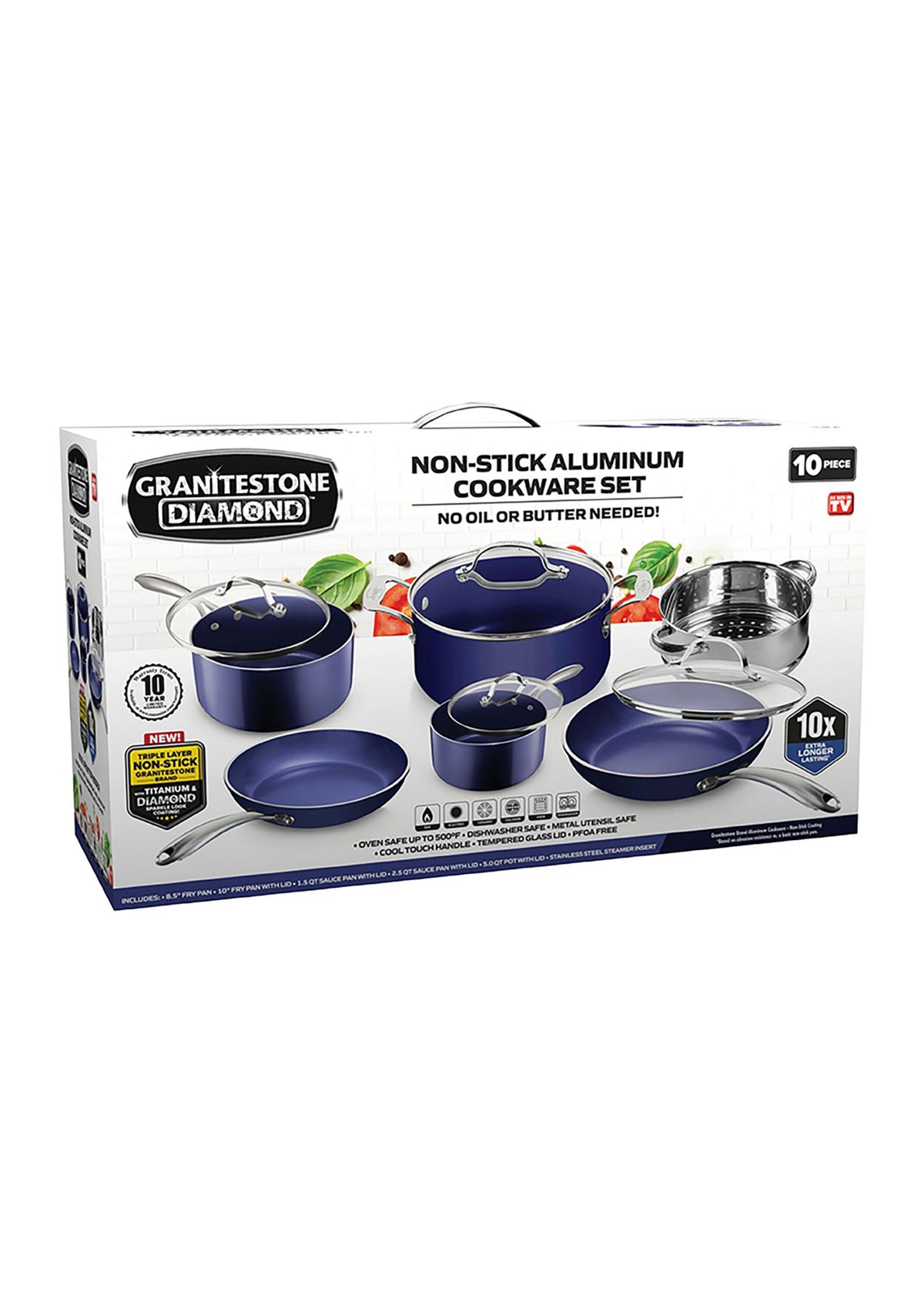 10 Piece Ultra-Durable Mineral and Diamond Infused Cookware Set
