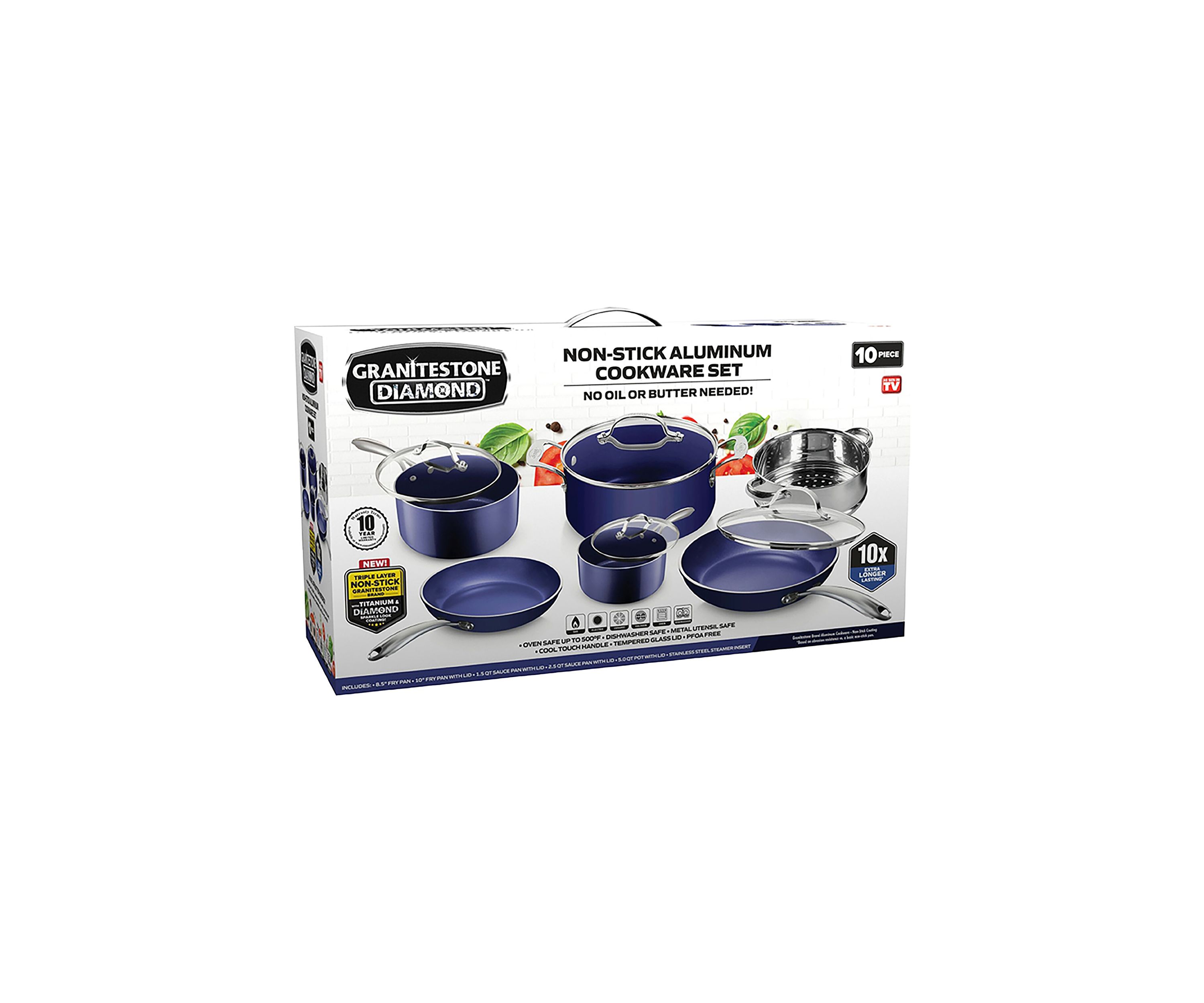 10 Piece Ultra-Durable Mineral and Diamond Infused Cookware Set