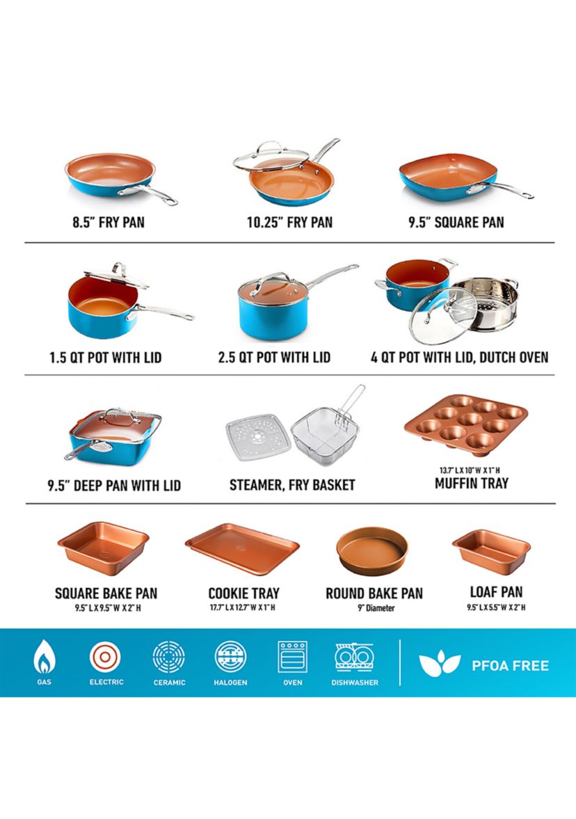 20 Piece Ti-Ceramic Nonstick Cookware and Bakeware Set