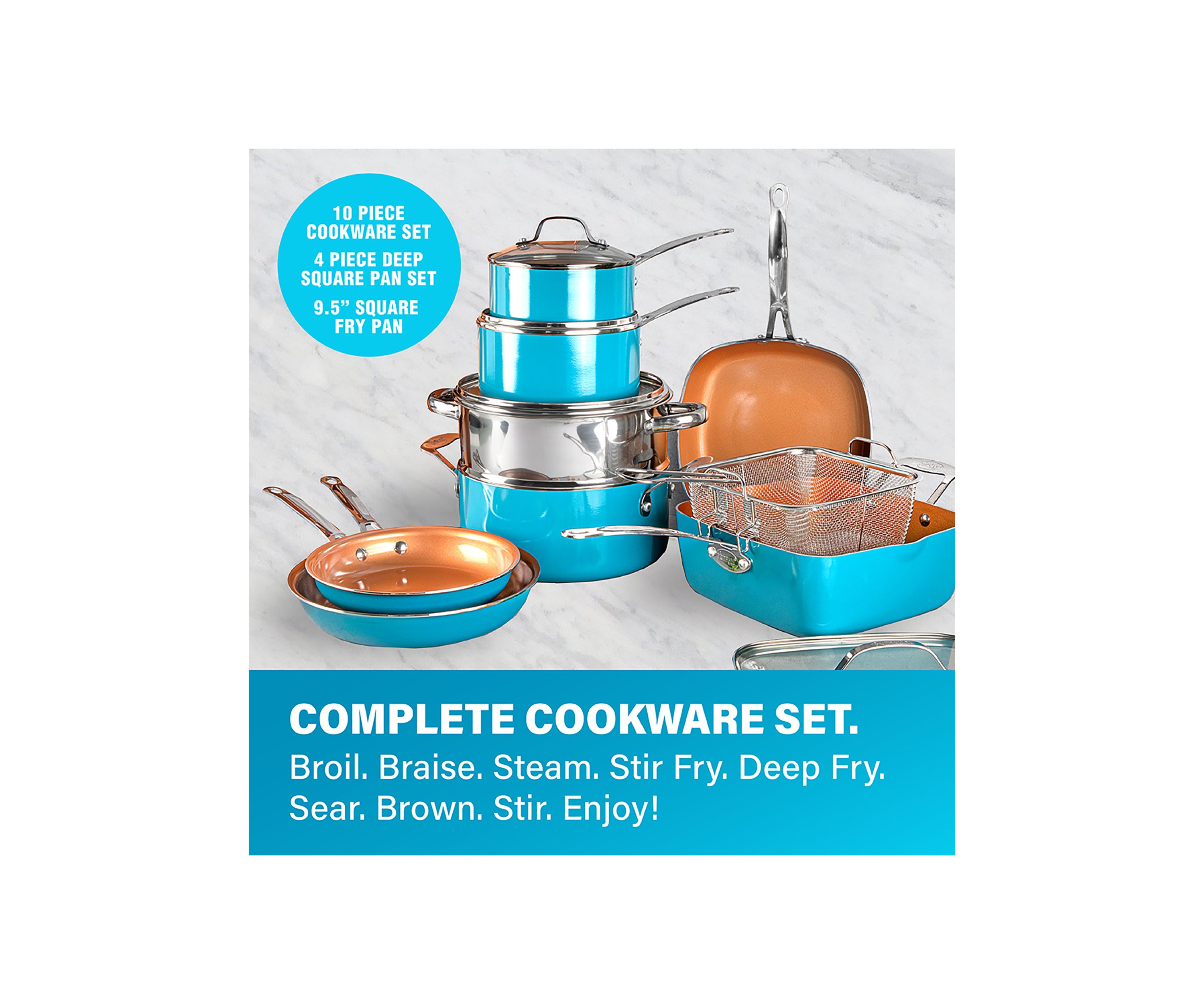 20 Piece Ti-Ceramic Nonstick Cookware and Bakeware Set