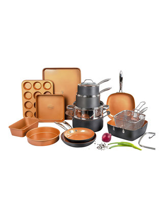 Bakeware Set with Nonstick D Details about   Gotham Steel 20 Piece All in One Kitchen Cookware 