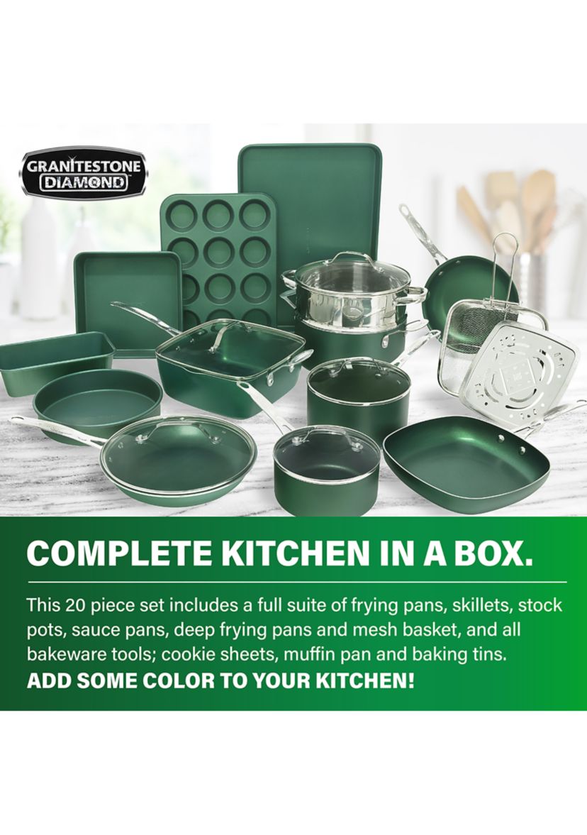 20 Piece Mineral And Diamond Infused Nonstick Cookware and Bakeware Set