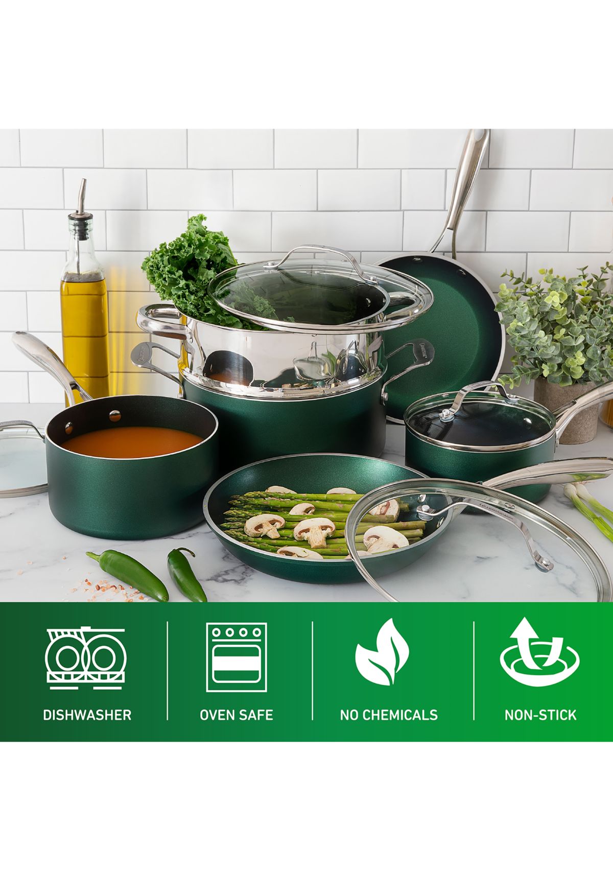 20 Piece Mineral And Diamond Infused Nonstick Cookware and Bakeware Set