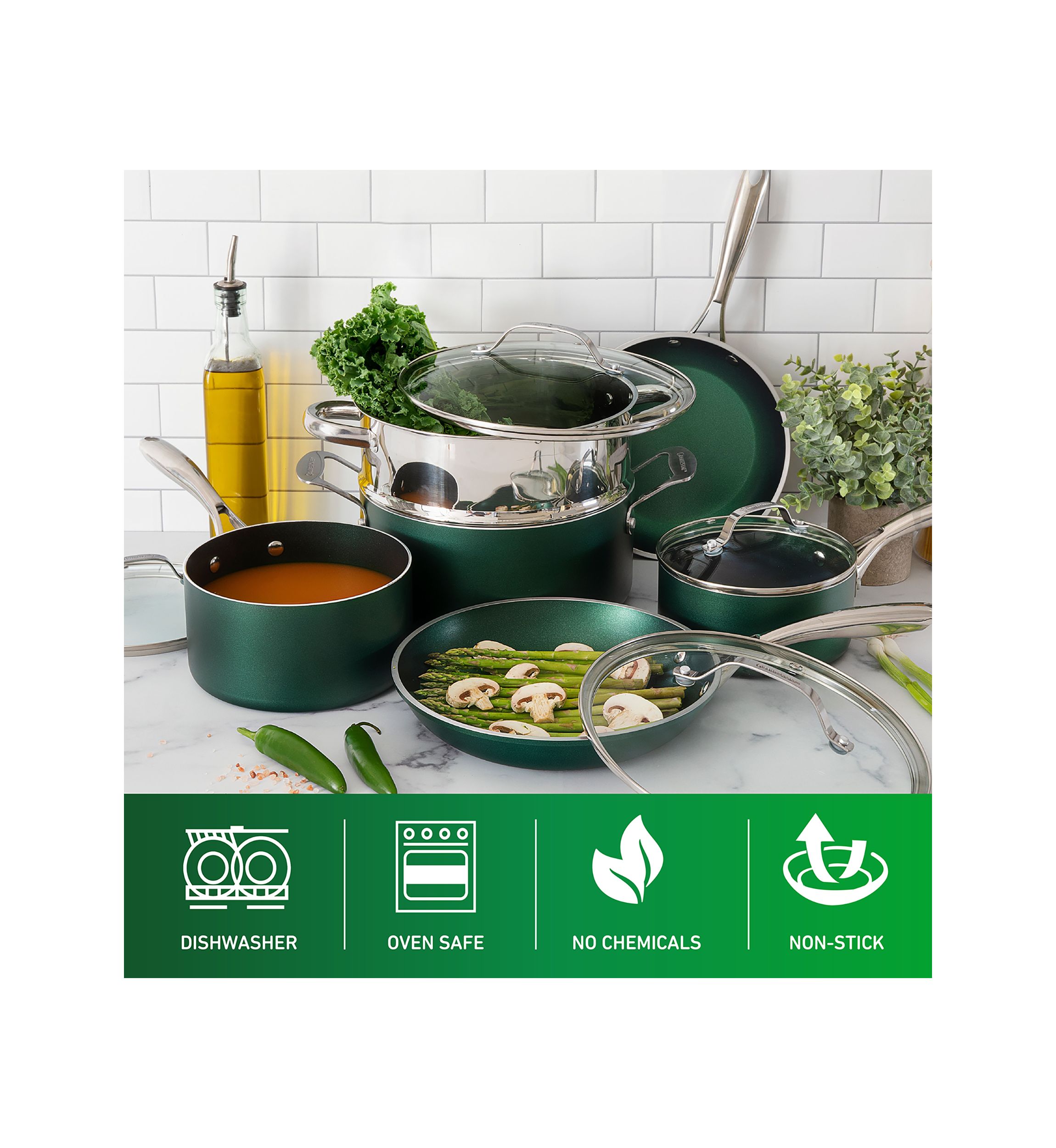 20 Piece Mineral And Diamond Infused Nonstick Cookware and Bakeware Set