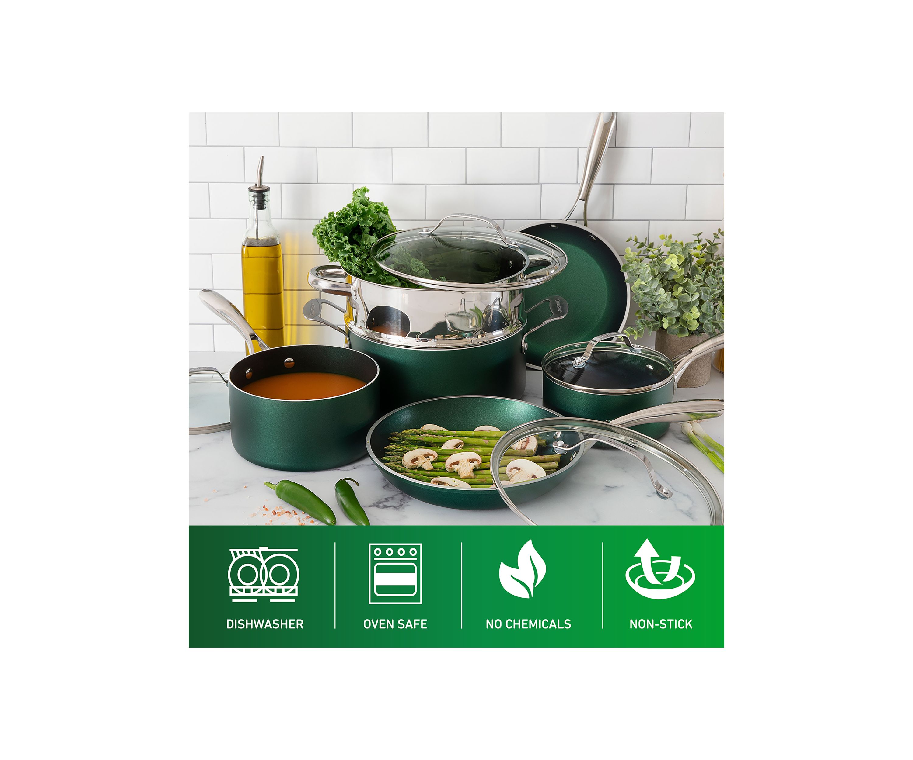 20 Piece Mineral And Diamond Infused Nonstick Cookware and Bakeware Set