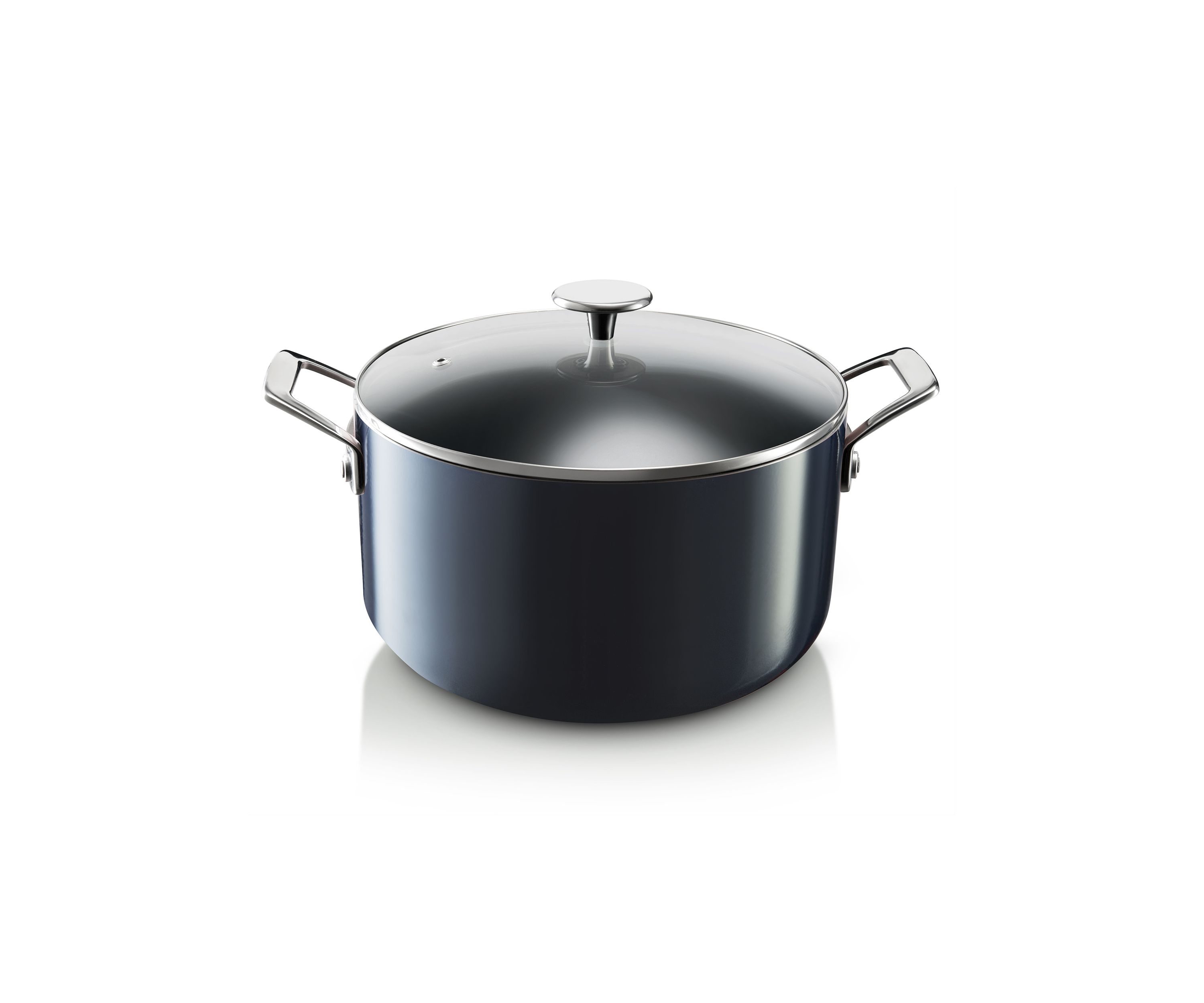 5 Quart Round Ultra-Durable Nonstick Mineral and Diamond Coating Gradient Brasier with Glass Lid