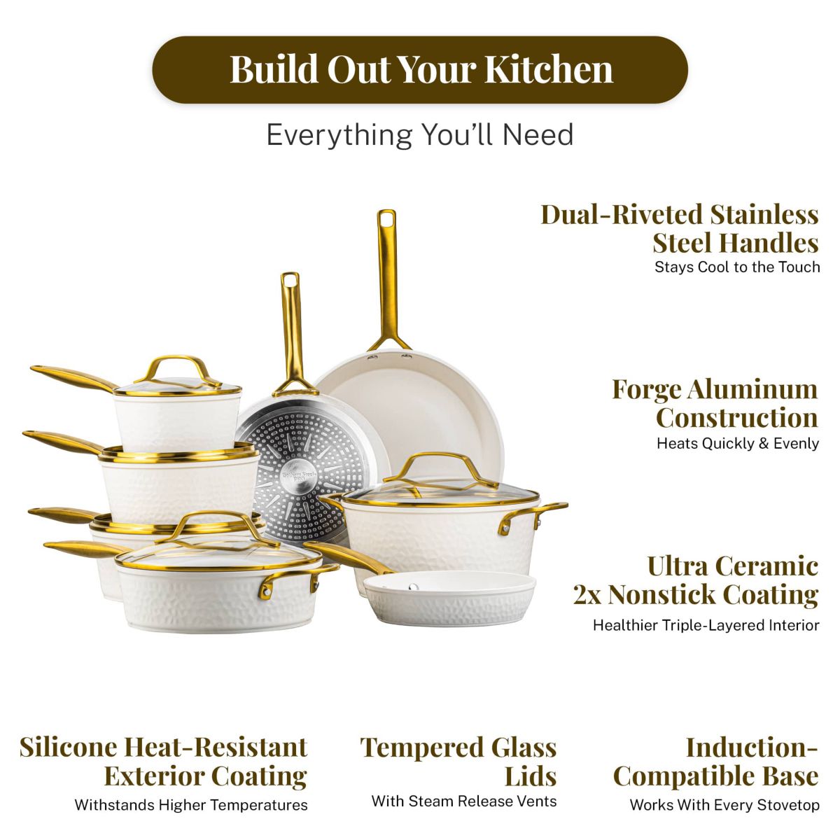 Gotham Steel Pro Hammered 10-Piece Cookware Set