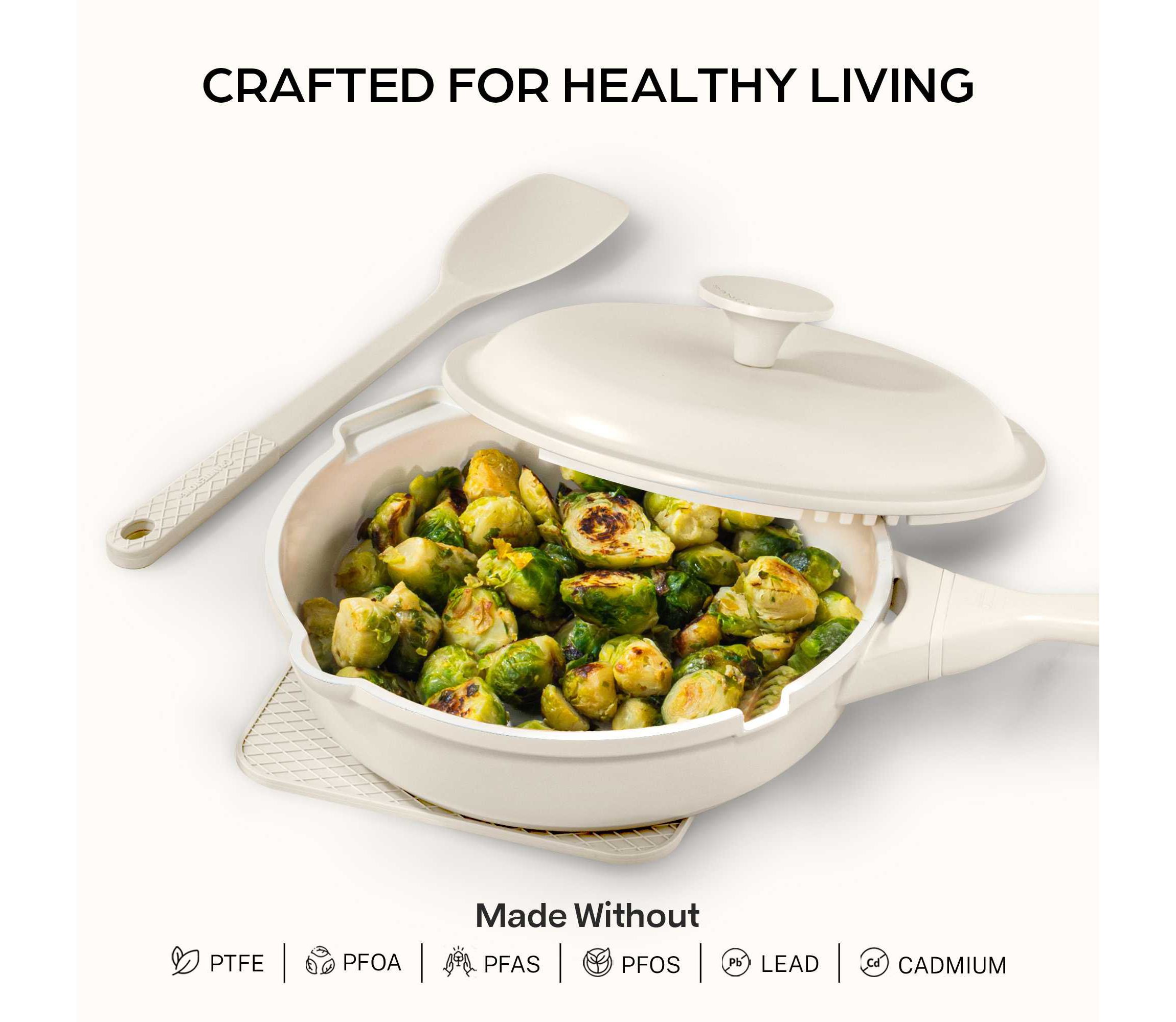 Zuka Everyday Pan 4.25 qt. (12 in.) 10 in 1 Ceramic Nonstick Multi-Functional Saute Pan with Lid, Nylon Spoon, & Steamer Basket