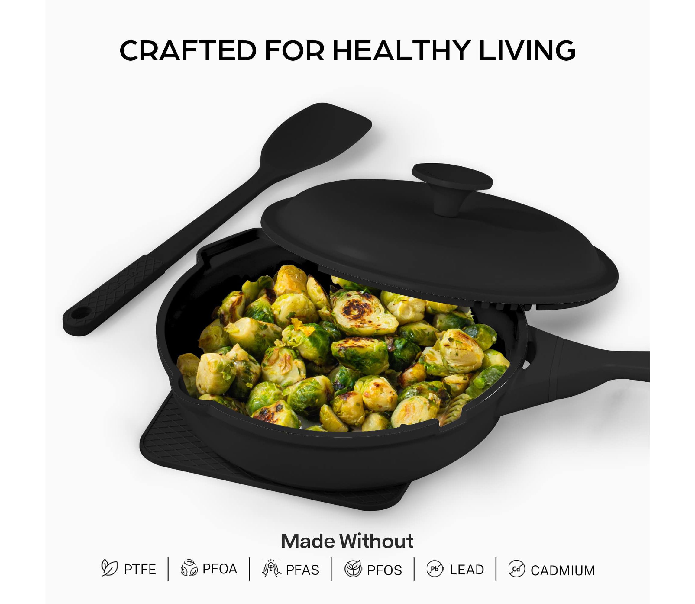 Zuka Everyday Pan 1.25 qt. (8 in.) 10 in 1 Ceramic Nonstick Multi-Functional Saute Pan with Lid, Nylon Spoon