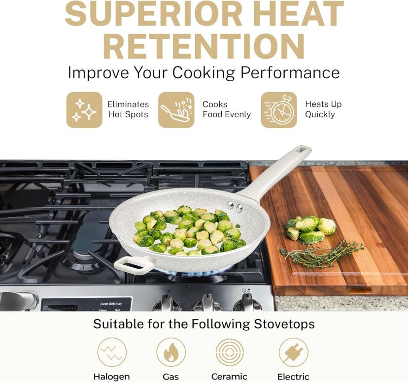 Desert Collection 14 in. Nonstick Frying Pan with Lid
