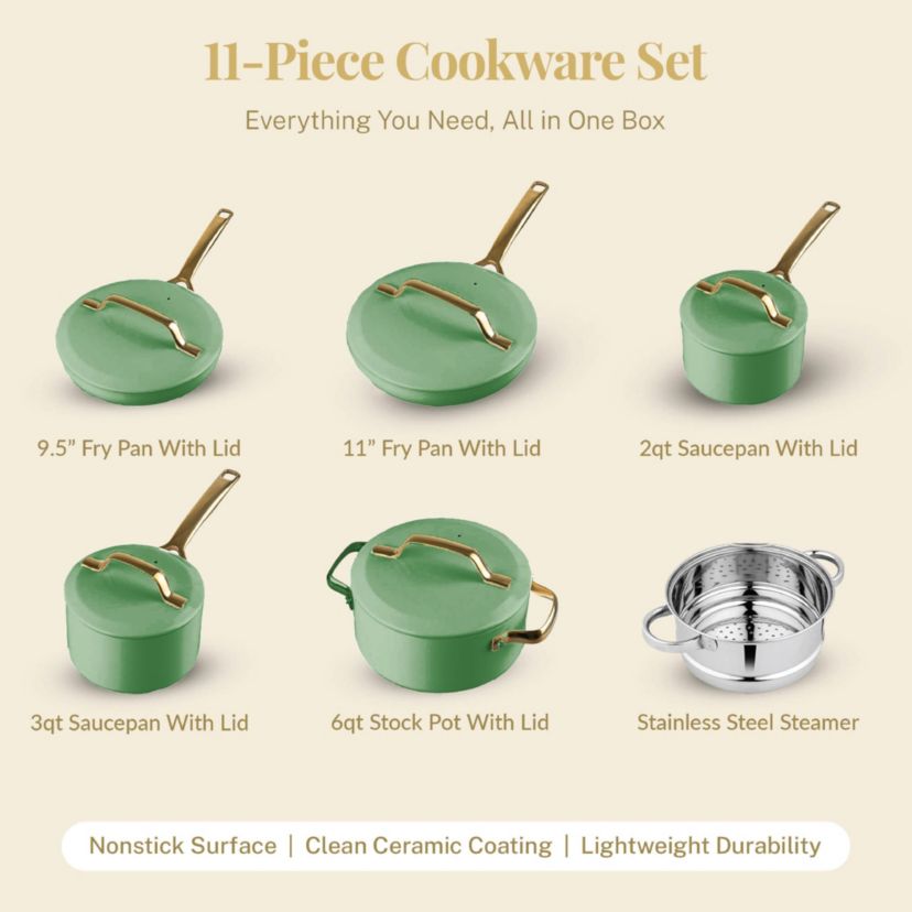 Modern 11-Piece Ultra Performance Ceramic Nonstick Cookware Set