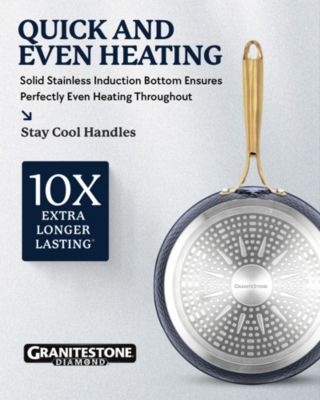 Granitestone Charleston Collection 10 in Frying Pan in Navy/Gold
