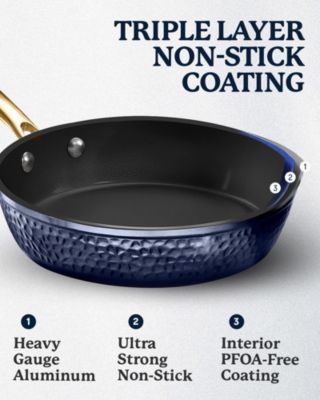 Granitestone Charleston Collection 10 in Frying Pan in Navy/Gold