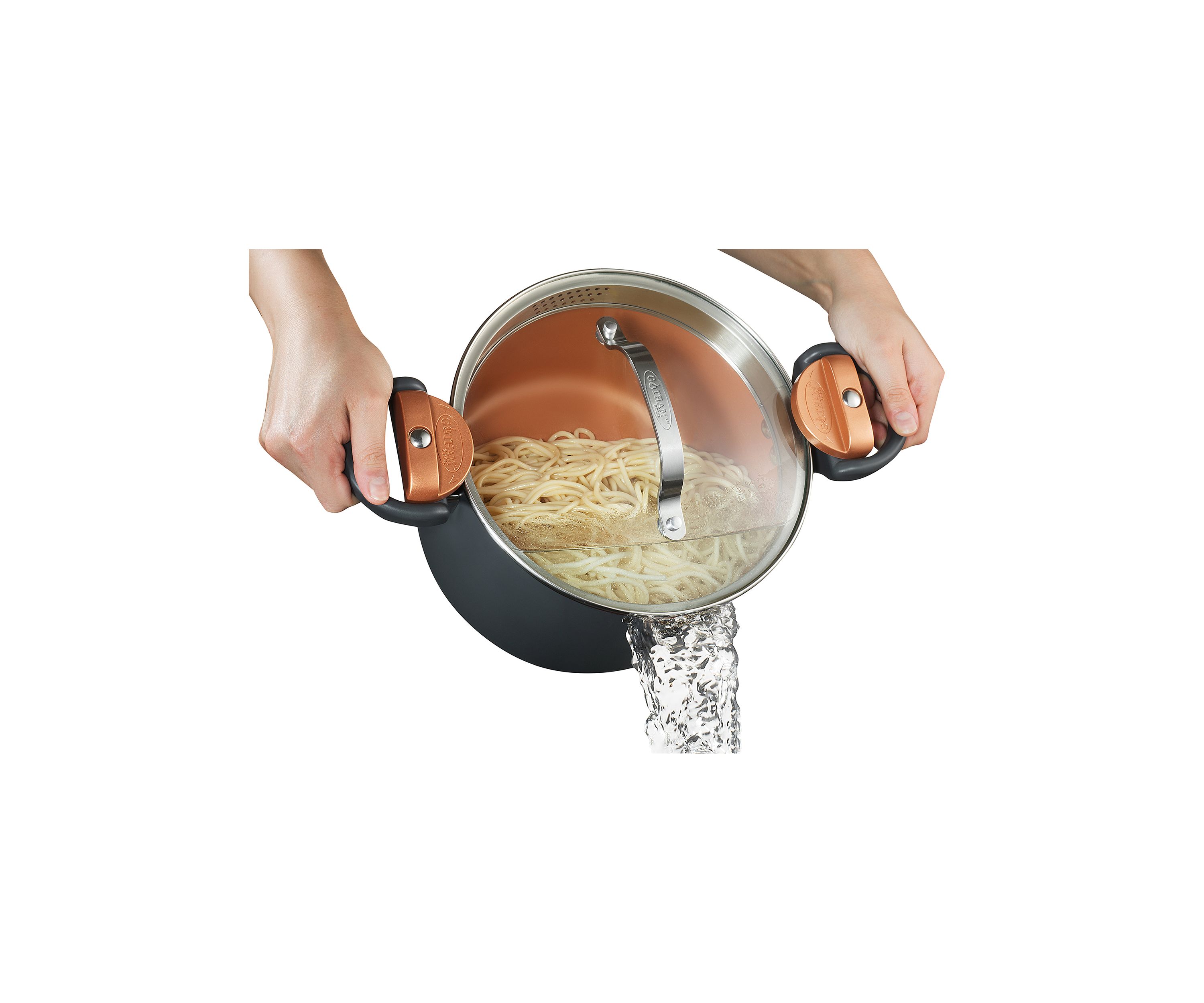 5 Quart Ti-Ceramic Nonstick Pasta Pot with Built In Strainer and Twist N Lock Handles