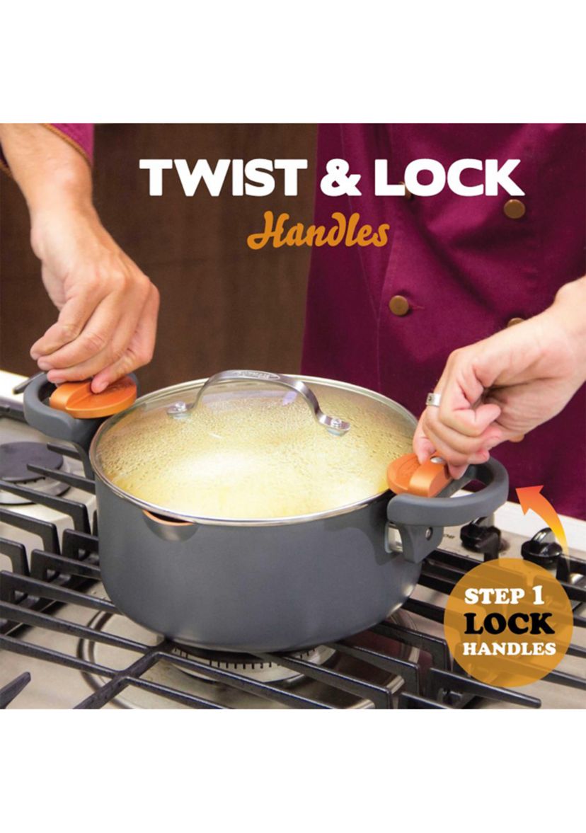 5 Quart Ti-Ceramic Nonstick Pasta Pot with Built In Strainer and Twist N Lock Handles