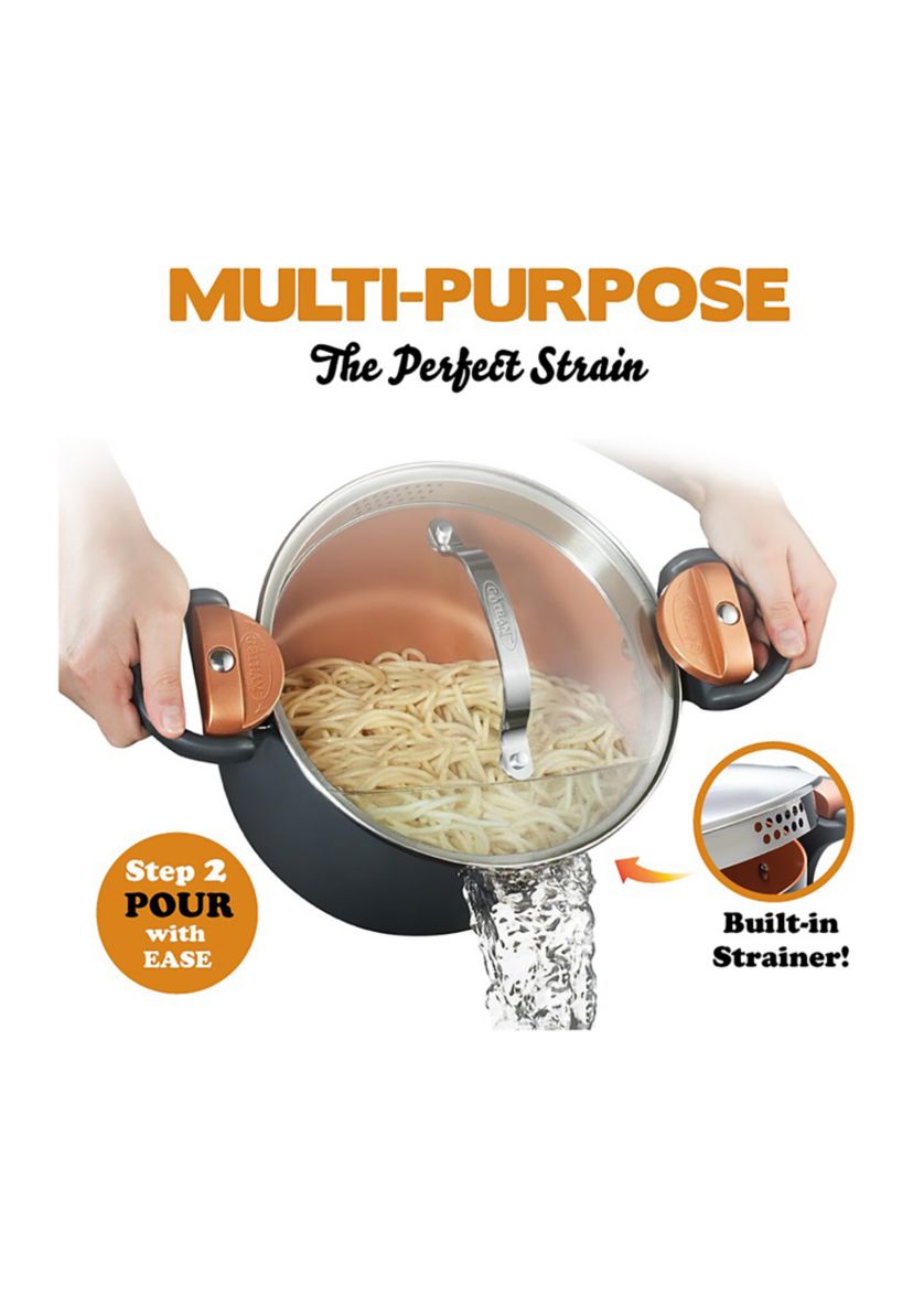 5 Quart Ti-Ceramic Nonstick Pasta Pot with Built In Strainer and Twist N Lock Handles