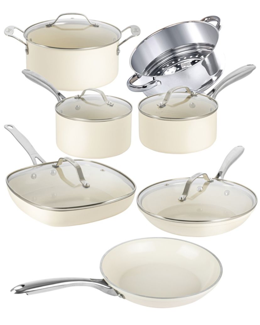 Gotham Steel Natural Collection 12 Piece Cookware Set in Cream