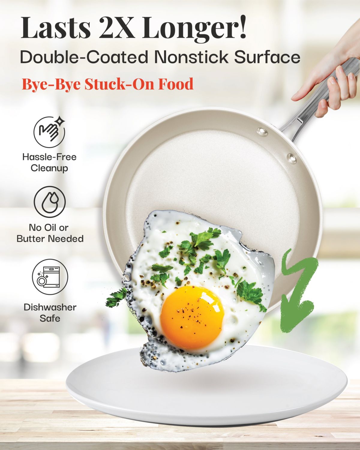 Gotham Steel Natural Collection 12 Piece Cookware Set in Cream