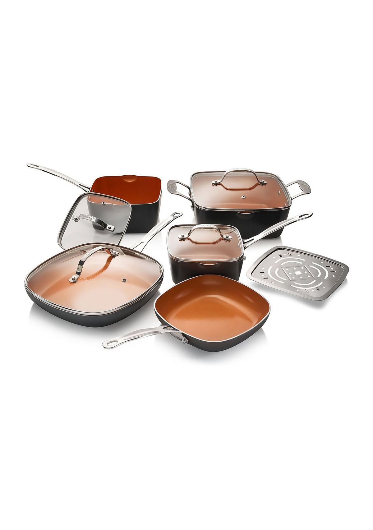 10 Piece Ti-Ceramic Nonstick Square Cookware Set