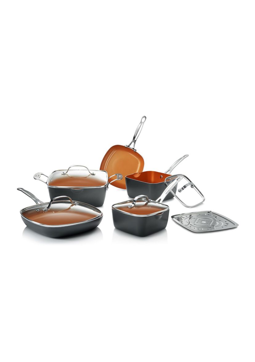 10 Piece Ti-Ceramic Nonstick Square Cookware Set