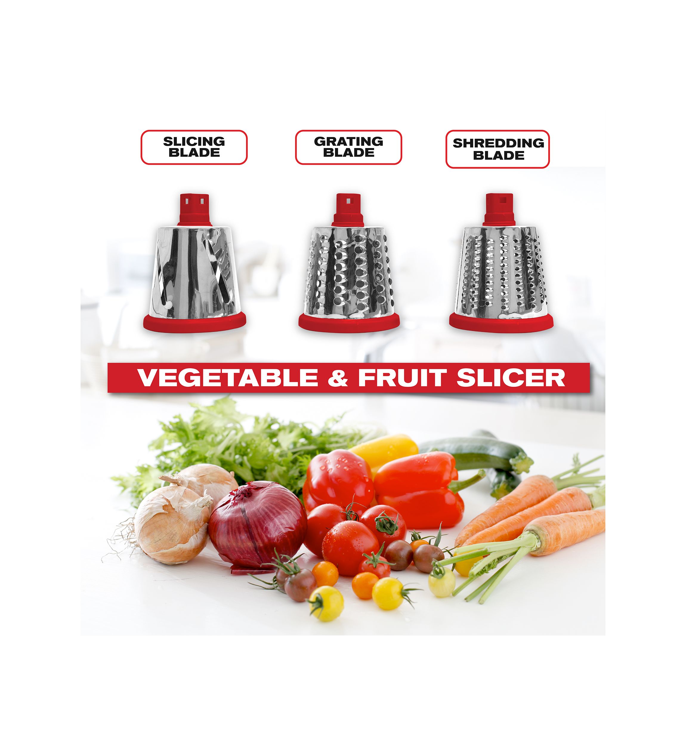 Nutri Slicer 3-in-1 Spinning/Rotating Mandoline and Countertop Food Slicer and Grater