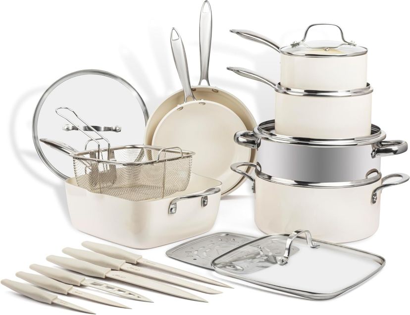 Natural Collection 20-Piece Cookware & Knives Set