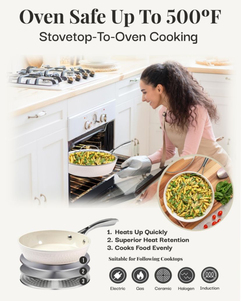 Hammered Cream 15-Piece Cookware & Bakeware